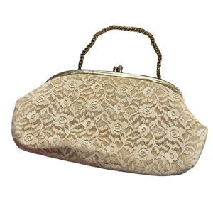 Vintage Lace & Gold Colored Snap Purse